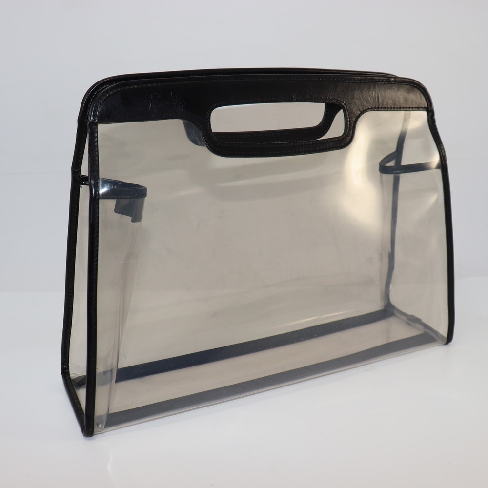 Vintage Gucci Clear PVC Tote Black Leather Trim